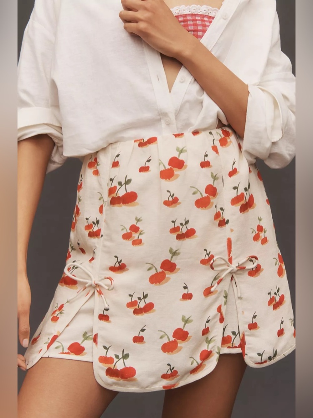 Farm Rio x Anthropologie Cherry Linen Blend Skort - Picture 3 of 8